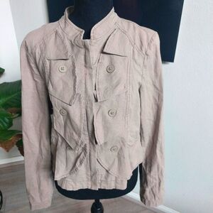 LOFT Ruffle Military Neru Jacket Linen Size Small